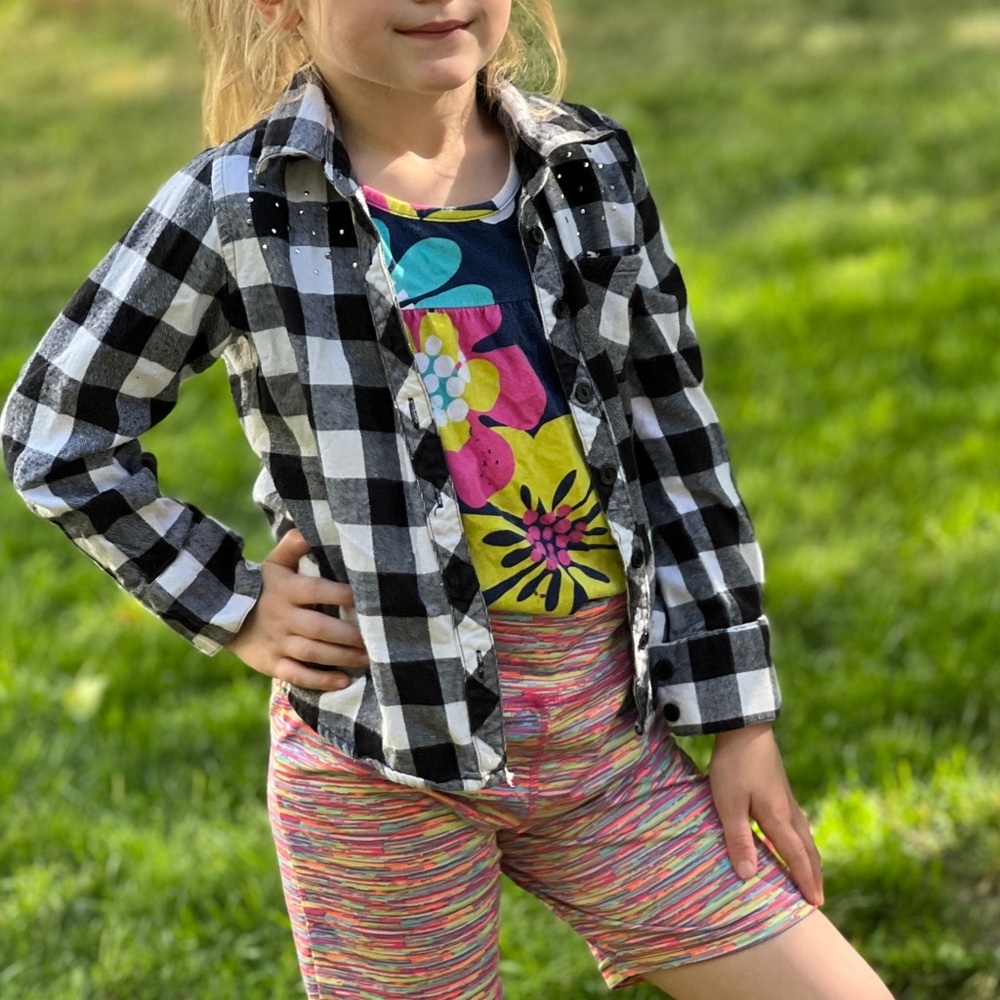 Cotton Flannel Plaid Button Up Kids XS 4-5 By Green Soda